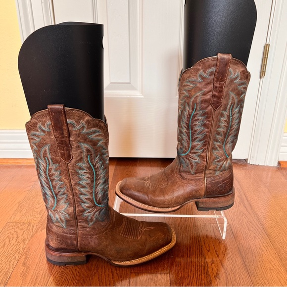 Ariat Distressed Leather Western Cowboy Boots Turquoise Stitching Womens 7B Boho - Picture 11 of 16